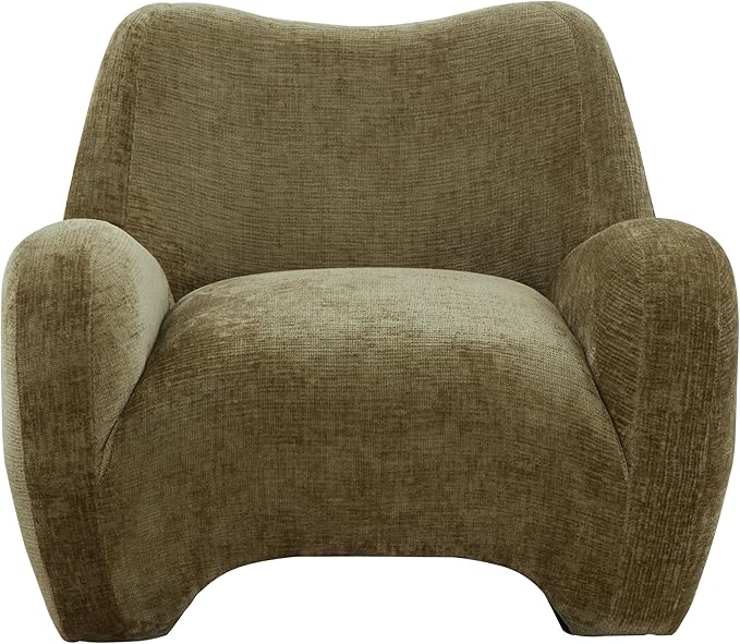 SAFAVIEH Couture Collection - Randal Olive Green Chenille Accent Chair Modern Sculptural Lounge Seating Fully Assembled (SFV4878B)