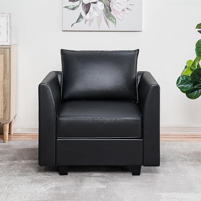 Naomi Home Elizabeth Modern DIY Collection Black/Air Leather/Accent Chair
