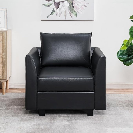 Naomi Home Elizabeth Modern DIY Collection Black/Air Leather/Accent Chair