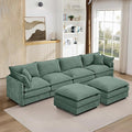 Harper &amp Bright Designs 130.7 Modular Sectional Sofa U-Shaped Cloud Couch Set with 2 Movable Ottomans 4-Seater Comfy Chenille Sofa for Living Room DIY Combination (Mint Green)