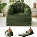 MAXYOYO Folding Sofa Bed 2 in 1 Convertible Sofa to Lounger Comfy Faux Fur Bean Bag Chair for Adults Floor Single Sleeper Couch Chair with Handle Couch Bed for Living Room Bedroom Dark Green