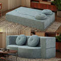 2-in-1 Full Size Convertible Floor Sleeper Couch Sofa Bed78”Folding Boneless Large Futon Loveseat Sofa with 2 Pillows Foam-Filled Compression Guest Couches Bed for Living Room (Light Blue)
