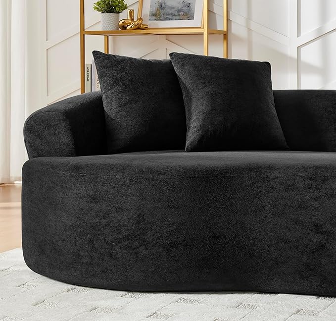 DEINPPA Oversized Modular Couch with 4 Pillows 4-Seater Curved Cloud Sofa Chenille Upholstered Comfy Couch for Living Room Apartment Office No Assembly Needed-Black