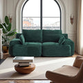 Round 84 Loveseat Sectional Sofa Cloud Couch with Armrests for Small Spaces Corduroy Fabric Green