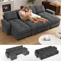 Vipbear 105 Chenille Sectional Sleeper Sofa Bed with Pull Out Bed U Shaped Couch Sleeper Sofa Bed Pull Out Couch with Reclining Backrest Double Storage Chaise USB Ports Tool-Free Assembly Grey