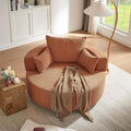 Merax 56 W Accent Chair 360°Swivel Chair with Seat Depth and 3 Removable Pillows Round Barrel Chenille Upholstered Lounge Armchair Sofa Couch for Living Room Bedroom Office or Hotel Orange