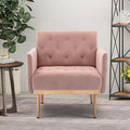 Modern Accent Chair Upholstered Single Sofa Arm Chair for Living Room and Bedroom Upholstered Comfy Armchair Chair with Solid Tapered Metal Legs (Pink)