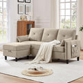 Convertible Sectional Sofa 77 Small L Shaped 3 Seat Couch with Reversible Storage Chaise Modern Polyester Fabric Sofa Couches for Living Room Apartment and Small Space Beige