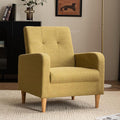 VKNOW Accent Chair Living Room Chair Upholstered Linen Armchair Sofa Chairs for Bedroom Living Room Mid Century Modern Comfy Reading ChairYellow Green