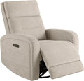 Watson &amp Whitely Swivel Power Recliner with Adjustable Headrest Recliner Chairs for Adults Small Glider Rocker for Living Room Fabric in Khaki