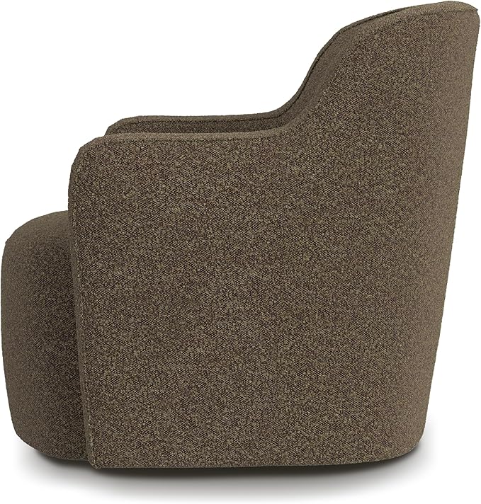 Spatial Order Upholstered 360° Barrel Back Swivel Chair | Accent Chairs for Living Room &amp Bedroom | Decorative Home Furniture Brown Boucle