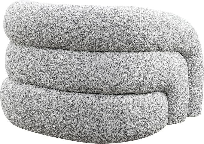 Furniture of America Araina Modern Boucle 37.4-inch Swivel Chair with 360-degree Swivel Base Sculptural Pillow-Like Silhouette for Living Room Office Cloud Gray