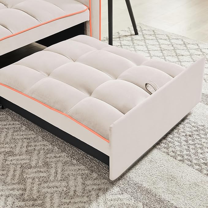 Sleeper Chair Pull Out Chair Sleeper with Adjustable Back &amp Pocket Convertible Chairs Bed Sleepers for Adults 3 in 1 Sofa Bed Chairs for Small Spaces Living Room White