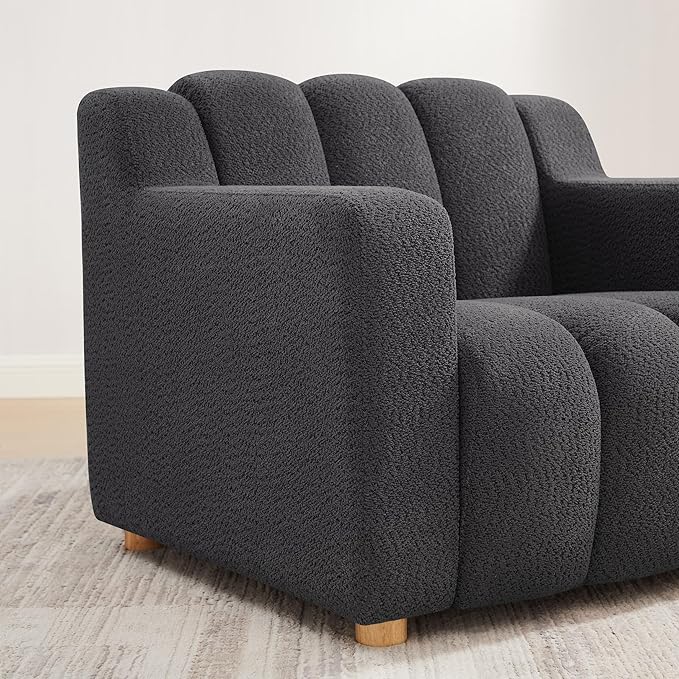 VANOMi Oversized Accent Chair Modern Living Room Chairs Comfy Boucle Fabric Upholstered Armchair for Bedroom Office Waiting Room (Dark Gray)