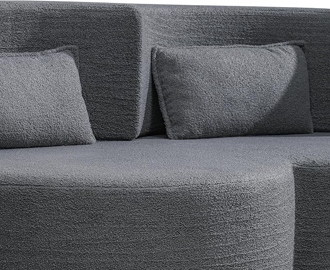 Convertible Folding Sofa Bed79”Full Size Floor Sleeper Boneless CouchTeddy Velvet Full Foam Futon Loveseat for Living Room BedroomNo Assembly Required (Grey)