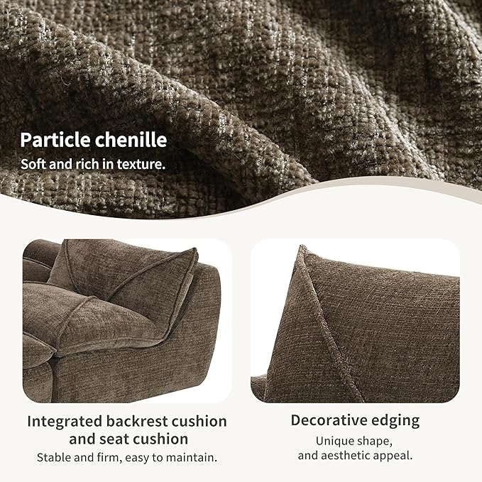 116 Modular Cloud Sectional Sofa with Movable OttomanCompressed Foam Boneless Couch Chenille FabricUpholstered Couches for Living Room BedroomNo Assembly RequiredCocoa Brown