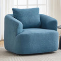 PELUMY Swivel Accent Chair Modern Round Barrel Chair Soft Teddy Fleece Fabric Swivel Chair for Living Room 360 Rotating Small Space Comfort Reading Chair No Tools Assembly (Blue)