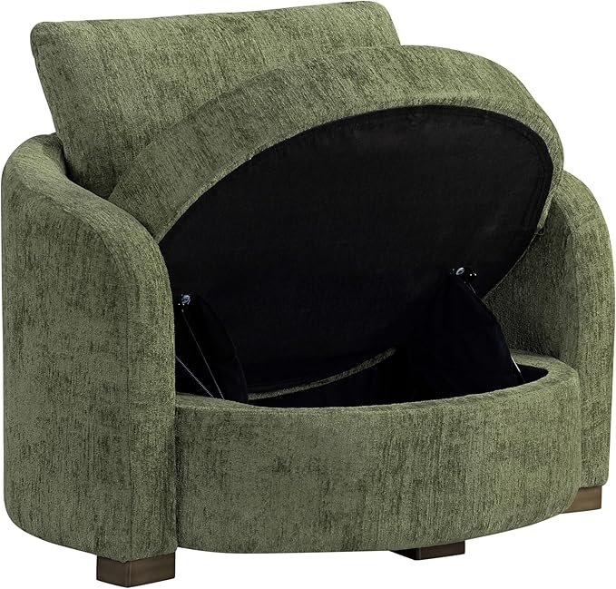 Studio Living® Manchester 44.1 Storage Chair Modern Farmhouse Pocket Coil Comfort USB A &amp C Power Easy Assembly Chenille Fabric Olive