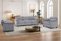 Corduroy Sofa Set Upholstered Armchair Set of 2 and 3-Seater Sofa with Plush Cushions and Rolled Arms Modern Living Room Furniture SetsGrey