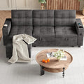GarveeLife Couches for Living Room 84'' L-Shaped Sectional Sleeper Sofa with Pull Out Bed Comfy Sofa Bed with Charging Ports and Storage Armrests Dark Grey