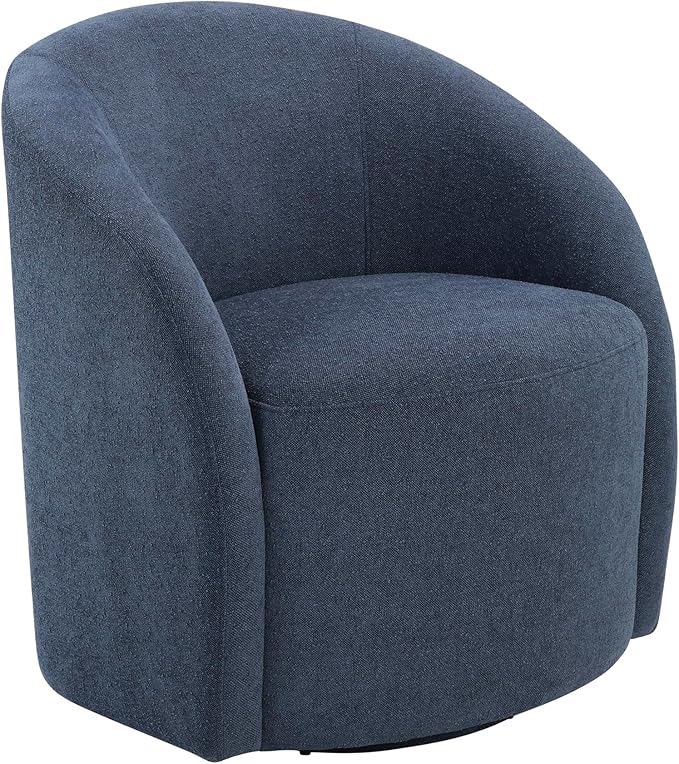 Lexicon 360 Degree Swivel Accent Chair Boucle Fabric Arm Chair with Metal Swivel Base and Sloped Arms for Living Room/Bedroom/Office Blue