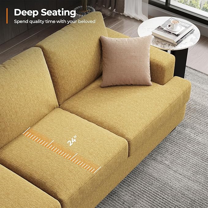 Fadware Sofa Couch 3 Seater Sofa with Suppleness Armrests Fabric Deep Seat Sofa with Upholstered Cushion&amp Backrests Modern Comfy Couch for Living Room Apartment