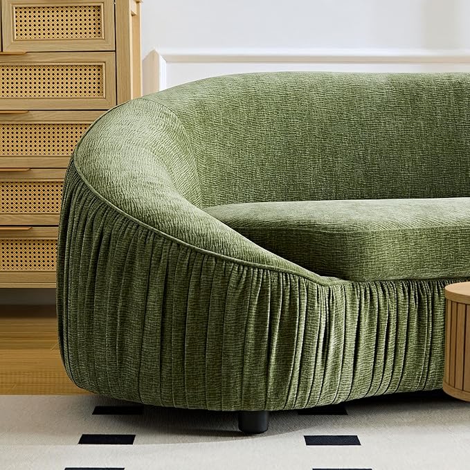 WILLIAMSPACE 92.13 Curved Sofa Couch Modern Oversized Upholstered Cloud Couch Luxury 4-Seat Sofa for Living Room Apartment Fabric - Green