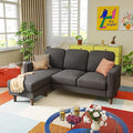 YESHOMY Couch for Living Room Small L-Shaped Couch with Convertible Chaise Comfy Sectional Sofa with Ottoman and Side Pockets for Small SpaceDark Grey