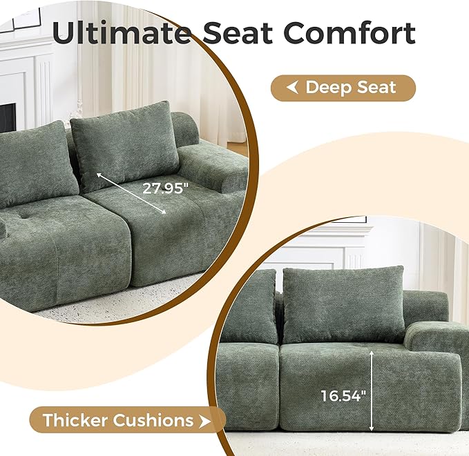 120.5 Modular Sectional Sofa Chenille Upholstered Boneless Couch Modern Deep Seat Cloud Sectional Couches for Living Room Oversized U-Shaped Couch with 2 Ottoman No Assembly Green