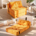 MAXYOYO Folding Sofa Bed Convertible Sofa Bed with High-Density Support Foam Portable 4 in 1 Fold Out Chair to Floor Lounger Versatile Floor Couch for Living Room Bedroom Orange