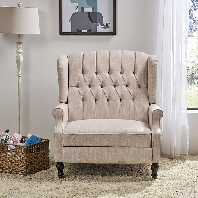 Christopher Knight Home Salome Push Back Recliner Beige Dark Brown