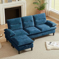 86'' Chenille Sofa with Storage Ottoman Modern Living Room Sofa with Removable Washable Cushion 3 Seater Comfy Couch for Apartment Bedroom Office (Blue)
