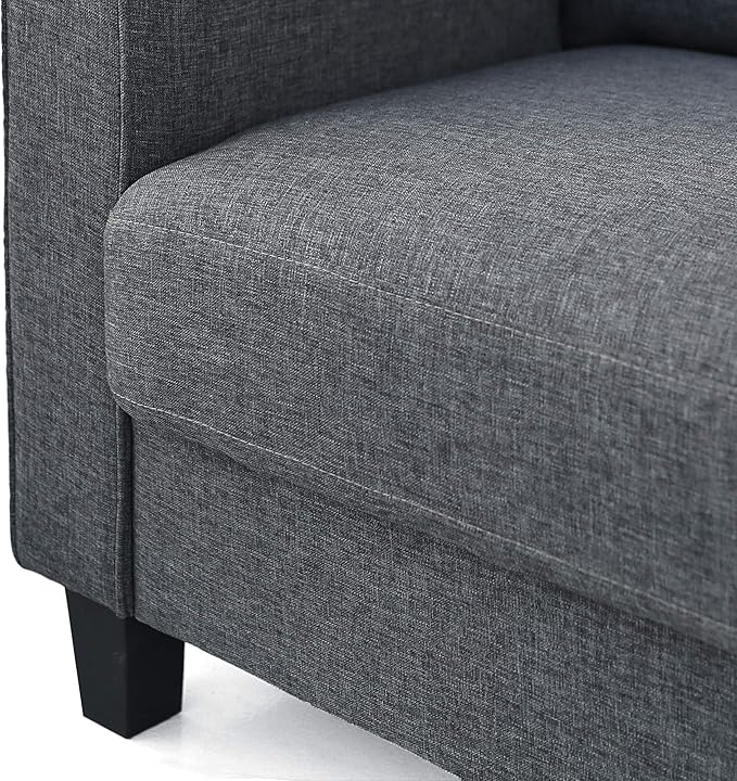 Furinno Bayonne Modern Upholstered Loveseat/Sofa Couch for Living Room Gunmetal
