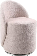 OSP Home Furnishings Lystra Swivel Barrel Vanity Chair with Textured Boucle Fabric Dusty Rose