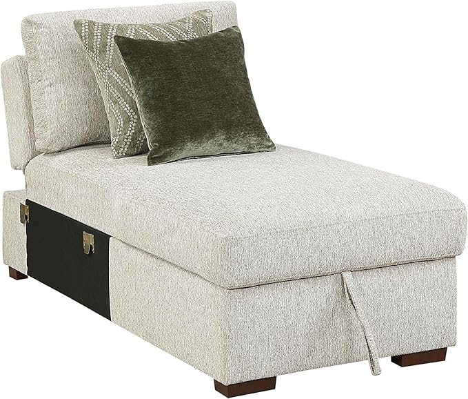 Lexicon Modular Sectional Sofa Module for Sectional Couch Armless Convertible Storage Chaise 2 Pillows Adjustable Backrests Removable Back Cushion Cover Microfiber Sand