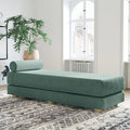 Jaxx Alon Daybed - Fold-Out Sleeper Chaise with Premium Memory Foam Queen-Size Mattress - Made in The USA - Caribbean