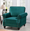 Lotus Mid Century Modern Velvet Upholstered Living Room Rolled Arms Chair 38 Green
