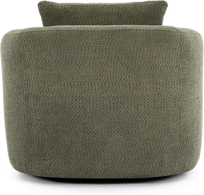 360-Degree Swivel Accent Chair 38.2 Chenille Upholstered Swivel Barrel Sofa Chair with a Throw Pillow Ergonomic Rounded Armrests Single Sofa for Living Room Office (Green/509)