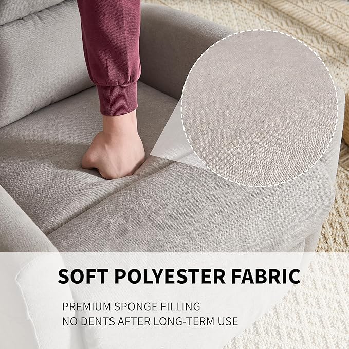 360° Swivel Rocking Chair for Nursery Manual Glider Chair Nursing Chair with Side Pockets Polyester Glider for Living Room Heavy Duty Motion Mechanism Light Gray