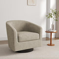 Lumibee Swivel Accent Barrel Chairs Upholstered Comfy Swivel Round Barrel Chair 360° Rotation Single Sofa Club Armchair for Living Room Reading Room Bedroom Light Brown