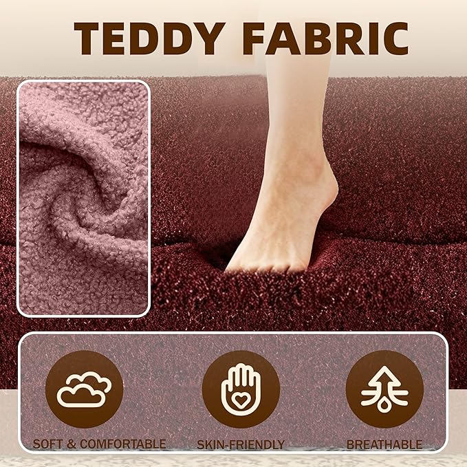 Convertible Sofa Bed Full Size｜78 Sleeper Couch with 2 Pillows｜Boucle Fabric Folding Sofa Bed｜High-Density Foam｜No Assembly｜Space-Saving｜for Living Room Guest Room｜Burgundy