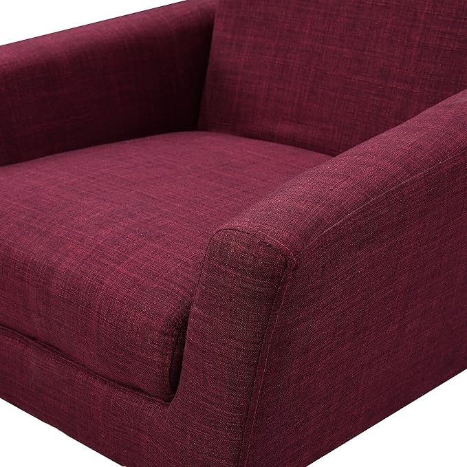 Mid Century Modern Upholstered Fabric Accent Chair Living Room Bedroom Leisure Single Sofa Chairwith Metal Legs TV armrest seat Suitable for Small Space Home Office Coffee ChairWine Red