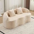 Loveseat Sectional Boneless Sofa for Living Room 67 Chenille Fabric Sofa Deep Seat Curved Cloud Floor Couch with 2 Throw Pillows for Small Spaces Beige