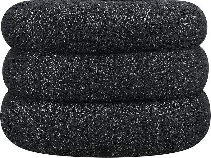 Furniture of America Araina Modern Boucle 37.4-inch Swivel Chair with 360-degree Swivel Base Sculptural Pillow-Like Silhouette for Living Room Office Black