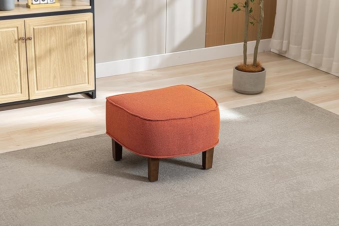 Accent Chair with Ottoman Mid Century Modern Barrel Chair Upholstered Club Tub Round Arms Chair for Living Room