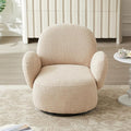 GDFStudio Modern Accent Swivel ChairUpholstered Lounge Chair with 360° Rotation Compact Design Eucalyptus and Steel Frame Fiber Foam Cushion Arm &amp Back KD Assembly for Living RoomBeige