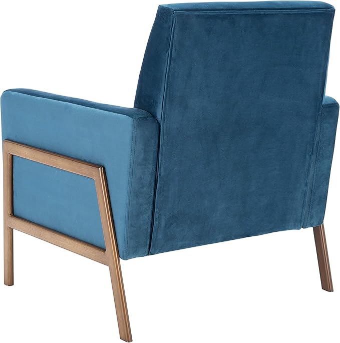 SAFAVIEH Home Collection Roald Velvet Sofa Accent Club Chair ACH6209A Prussian Blue/Antique Coffee
