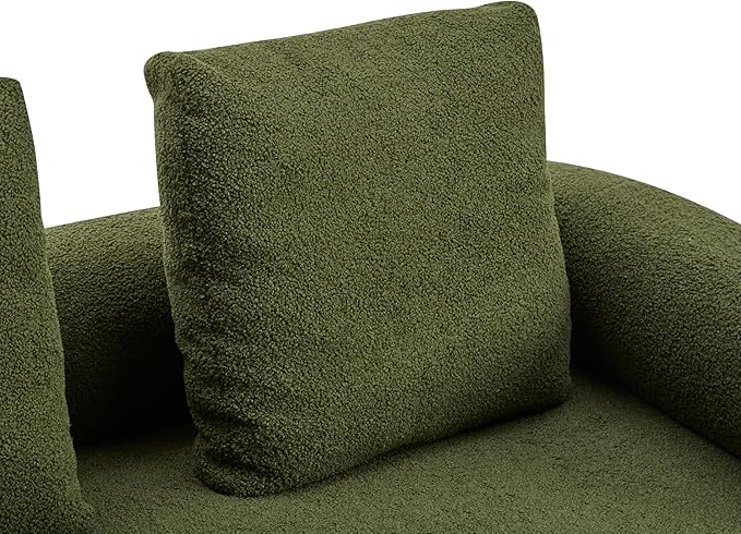 Christopher Knight Home Gilly 78 Modern Boucle Upholstered Sofa with Pillow Oversized Comfy Cloud Couch with Wooden Frame 3-Seater Sofa Couch for Living Room Bedroom Home Office Olive Green