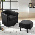 Green Swivel Accent Chair with Ottoman 360° Barrel Chairs with Foot Stool Comfy Reading Chair with Removable Pillow &amp 2 Armrest Covers for Living Room Small Spaces Bedroom Chenille (White (smal