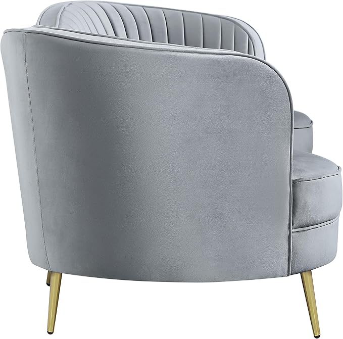 Coaster Home Furnishings - Sophia - Velvet Fabric Upholstered Channel Tufted Stationary Sofa with Inverted Camel Back - Contemporary - Living Room - Gray - 506864